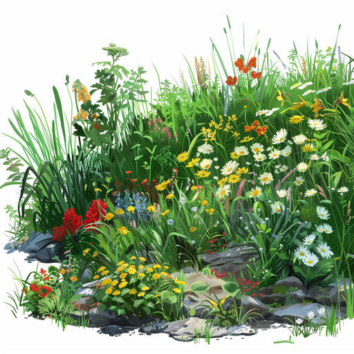 Realistic garden illustration on flat white background