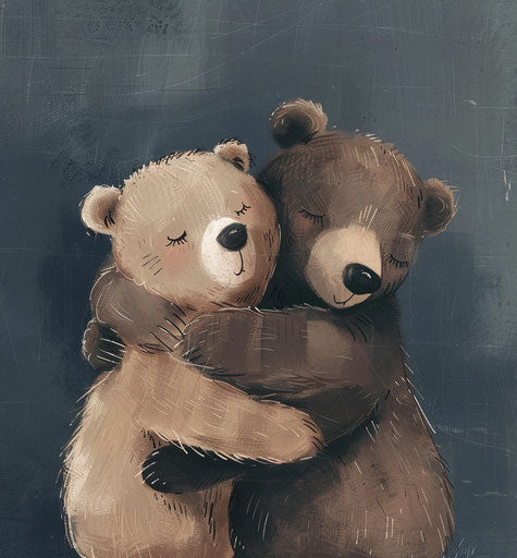 Two bears hugging with the words Have you been hugged today?