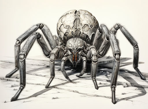 Sculptural engraving of silverback spider in photo