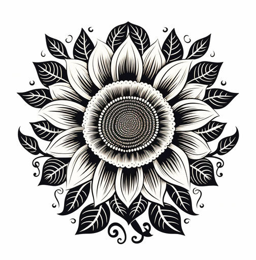 Silhouette of a Sunflower Drawing