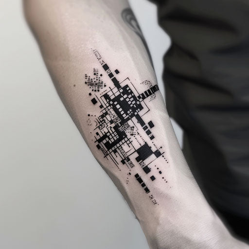 Cyber tribal tattoo of an optical illusion in black and white