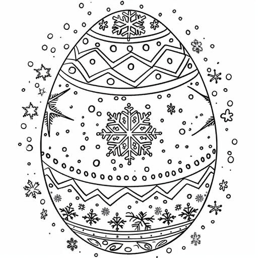 Winter-themed egg with snowflakes and frosty details