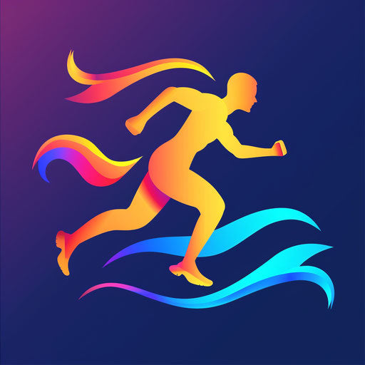 Fitness logo with a stylized running figure and a gradient background