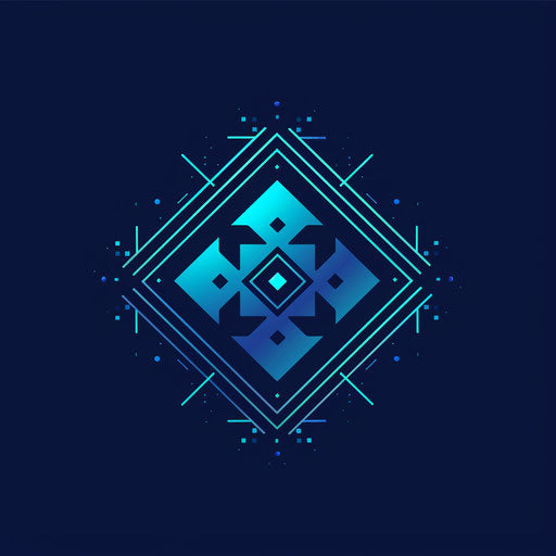Tech-inspired smart logo with geometric shapes on dark blue background