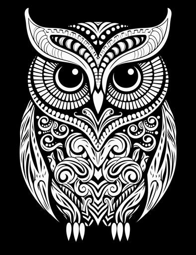 Black and white owl coloring page