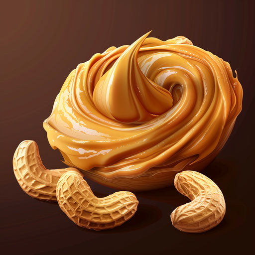 Peanut butter illustration in photo realistic style with a flat random background
