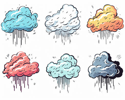 Thunder cloud, vector icon set, animated energy, comic art