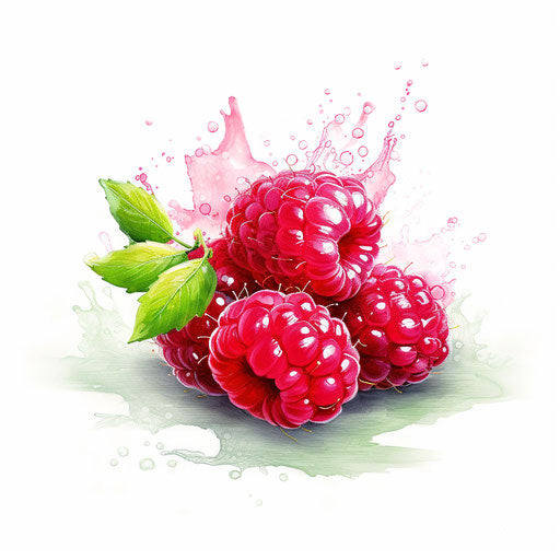 Raspberry illustration in the Impressionistic style, on white background