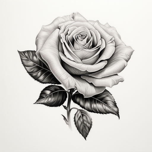 Realistic black and gray rose drawing