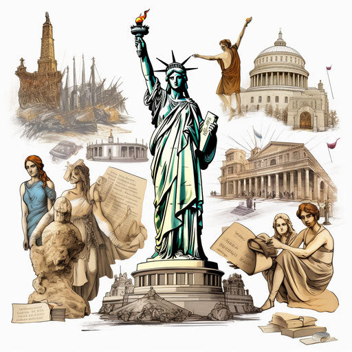 Social studies clipart in the style of Chiaroscuro Art
