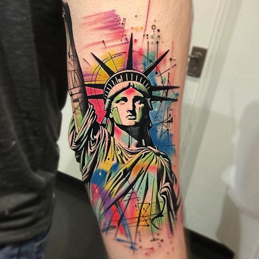Impressionist tattoo sketch of the Statue of Liberty
