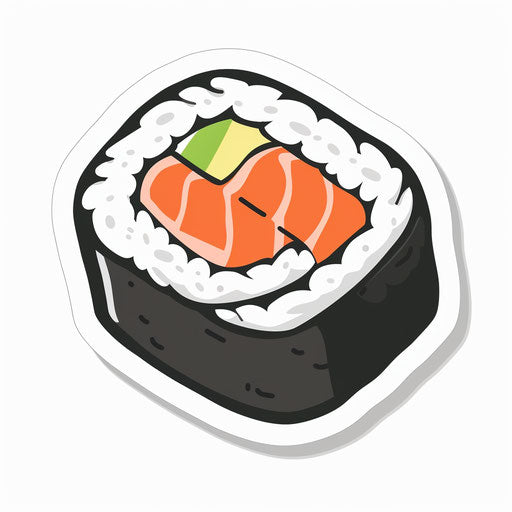 Sushi icon, simple flat vector design in sticker style