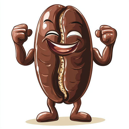 Playful Coffee Bean Caricature Clipart Prints