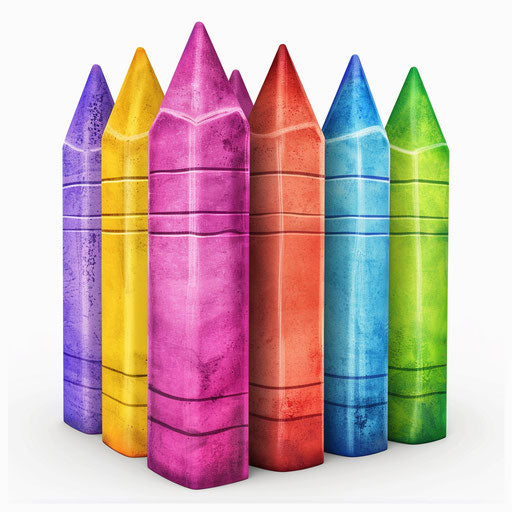 Crayon box clipart in photo realistic style on white background