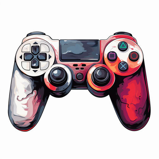 Video game controller artwork in Chiaroscuro Art style on white background