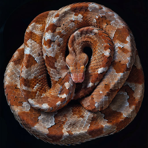 Copperhead snake in defensive posture