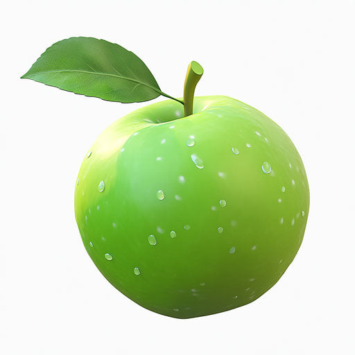 3D apple in photo realistic style with flat white background
