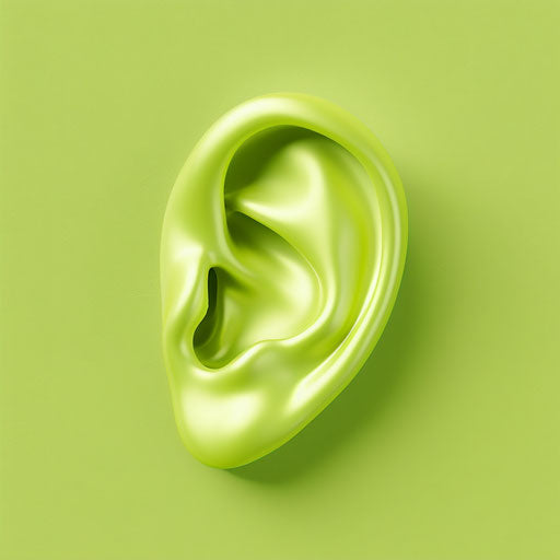 Realistic depiction of an ear against chartreuse background