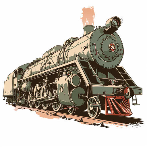Flat tattoo sketch clipart of a historic Russian train