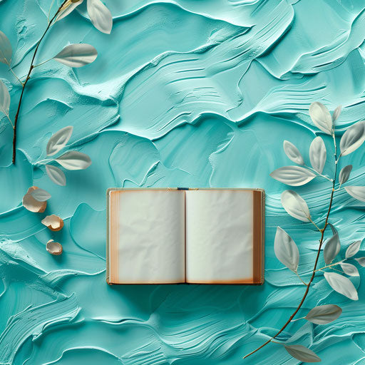 Realistic story time clipart on serene aqua background