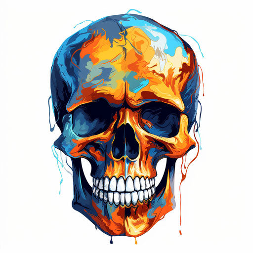 Skull clipart in the style of an Oil painting, on white background