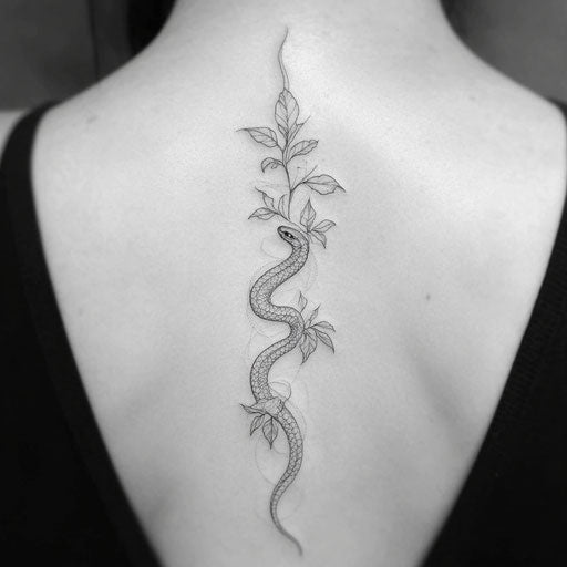 Minimalist snake tattoo on the back