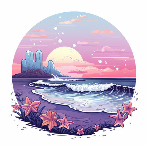 Ocean illustration in Pastel Colors Art style