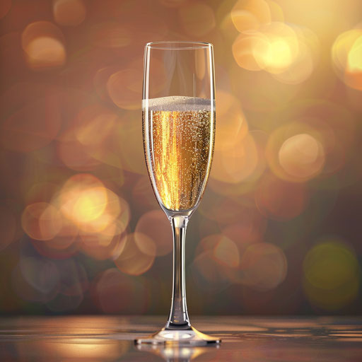 Champagne glass clipart with random flat background, saturated hues