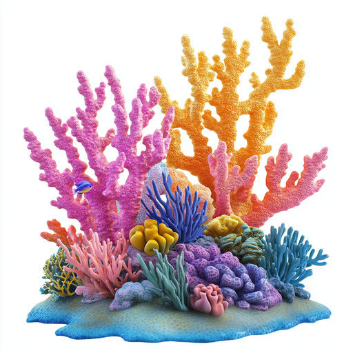 3D coral reef on flat white background