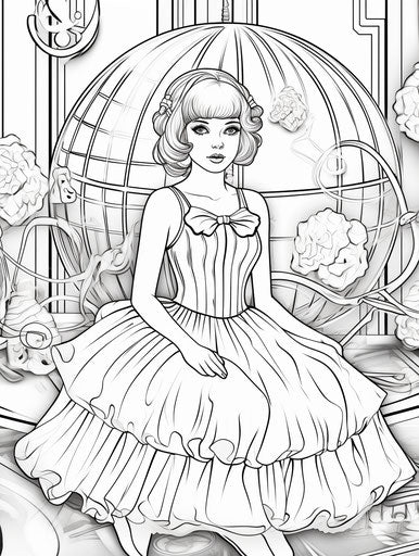 Ballerina girls on a ball coloring pages