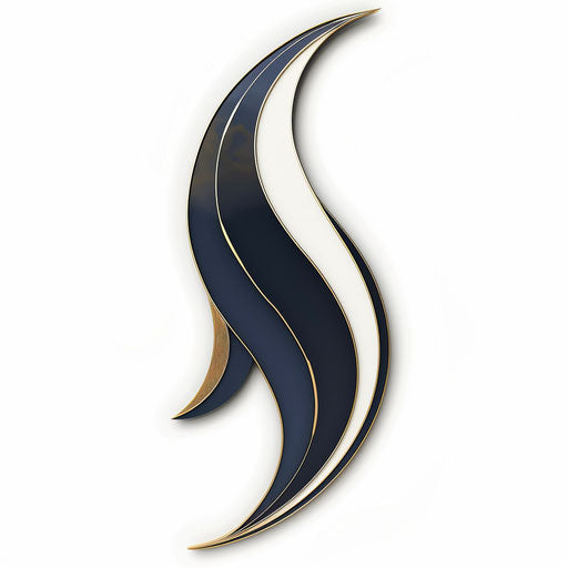 Sleek logo design art in navy and gold, against a minimalist white background
