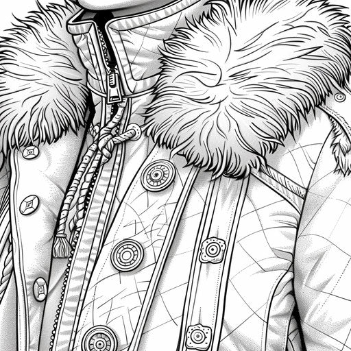 Winter coat with fur collar and buttons