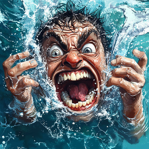 Humorous caricature of a swimming clipart