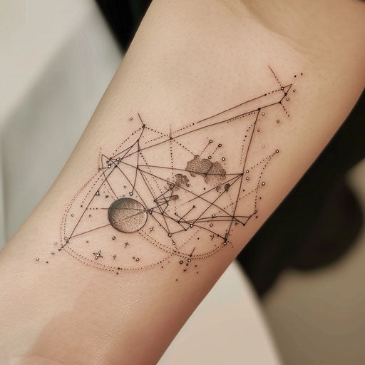 Futuristic design of a Libra constellation tattoo