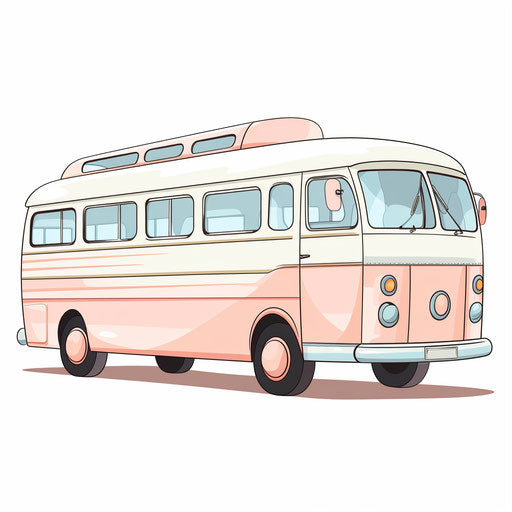 Bus illustration in the style of Pastel Colors Art