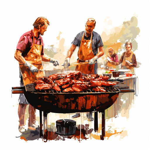 Impressionistic style BBQ clip art on white background