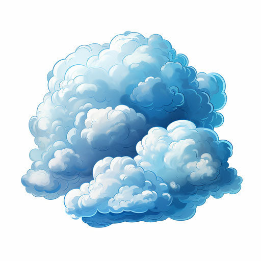 Cartoon clouds in the style of Oil painting on white background