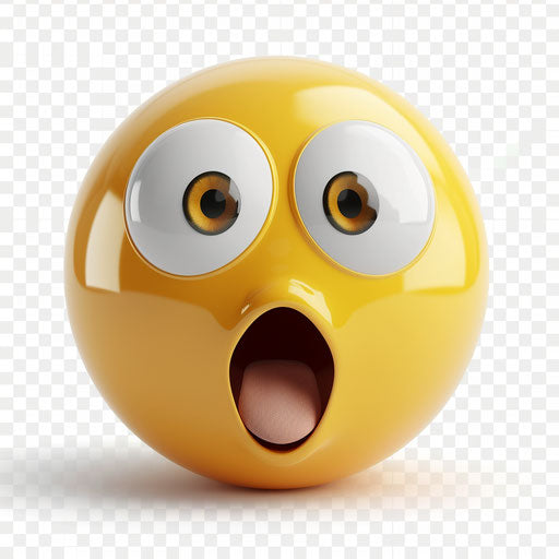 Incredibly surprised emoji clipart on white background