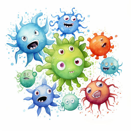Germs clipart in the style of Oil painting, on a white background