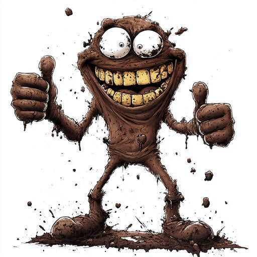 Humorous caricature of a dirt caricature clipart with human characteristics