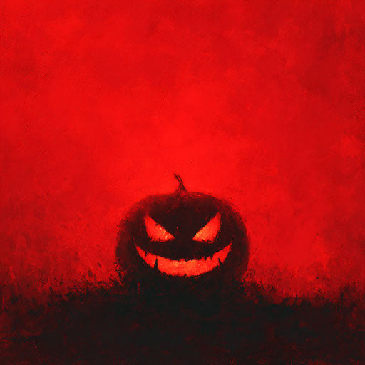 Red Panel with Glowing Jack-o'-Lantern Silhouette