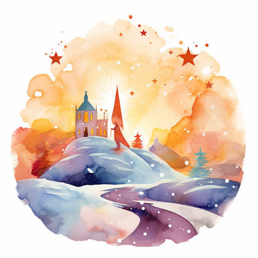 Impressionistic Advent clipart on white background