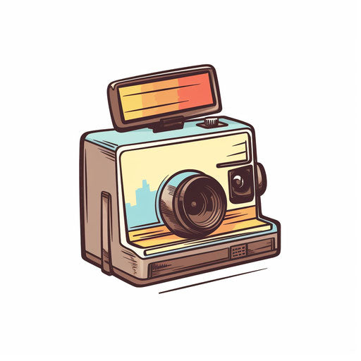 Minimalist style polaroid clipart on white background