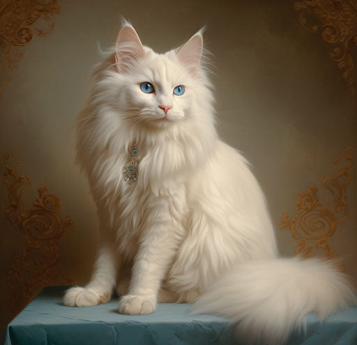 Cat breeds breeds and prices for a samantha, in the style of light beige and azure, sultan mohammed, light beige and white, gustave buchet 28:27