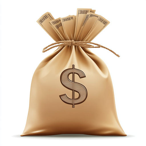 3D Money Bag Icon on flat white background
