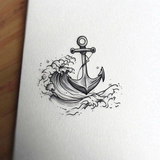Cool small tattoos for men with anchor and wave