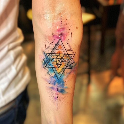 Pastel tattoo sketch of a David symbol with dreamy vibes and gentle hues