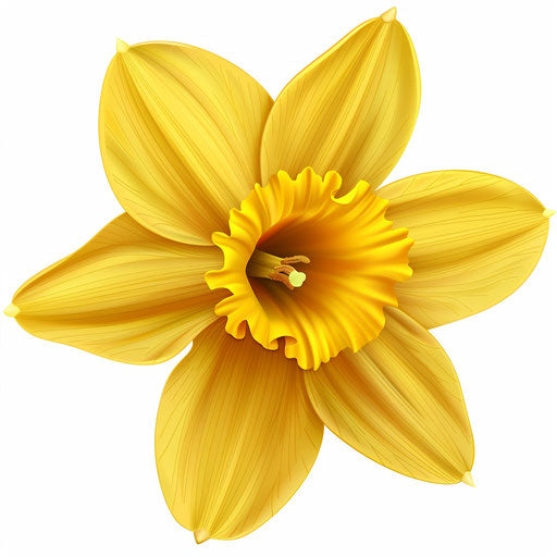 Daffodil illustration in photorealistic style with flat white background