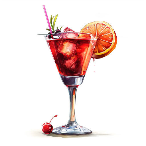 Realistic cocktail illustration on flat white background