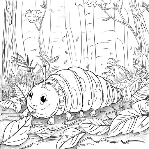 Playful caterpillar in a leaf race